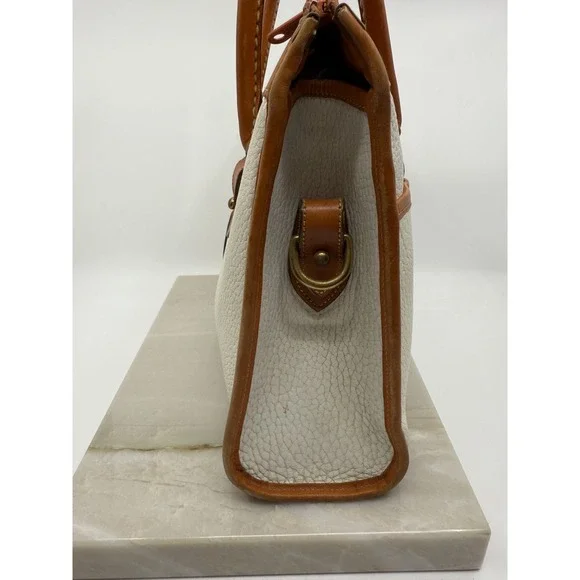 Vintage Dooney & Bourke White Brown Pebbled Satchel '80's '90s Classic USA